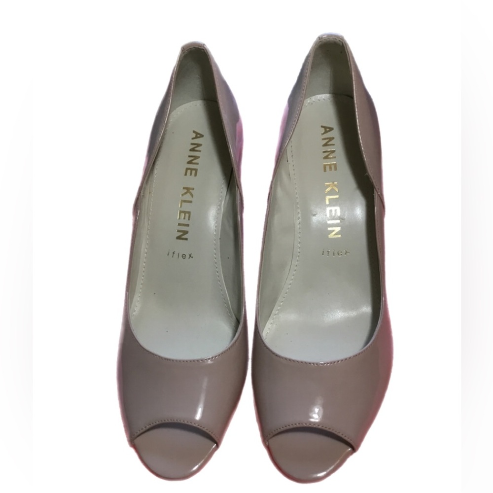 Anne Klein iflex Blush Patent Peep-Toe Heels